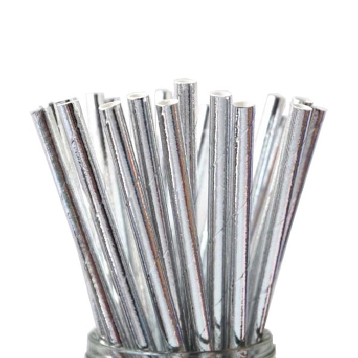 Gümüş Parlak Kağıt Pipet 25 adet