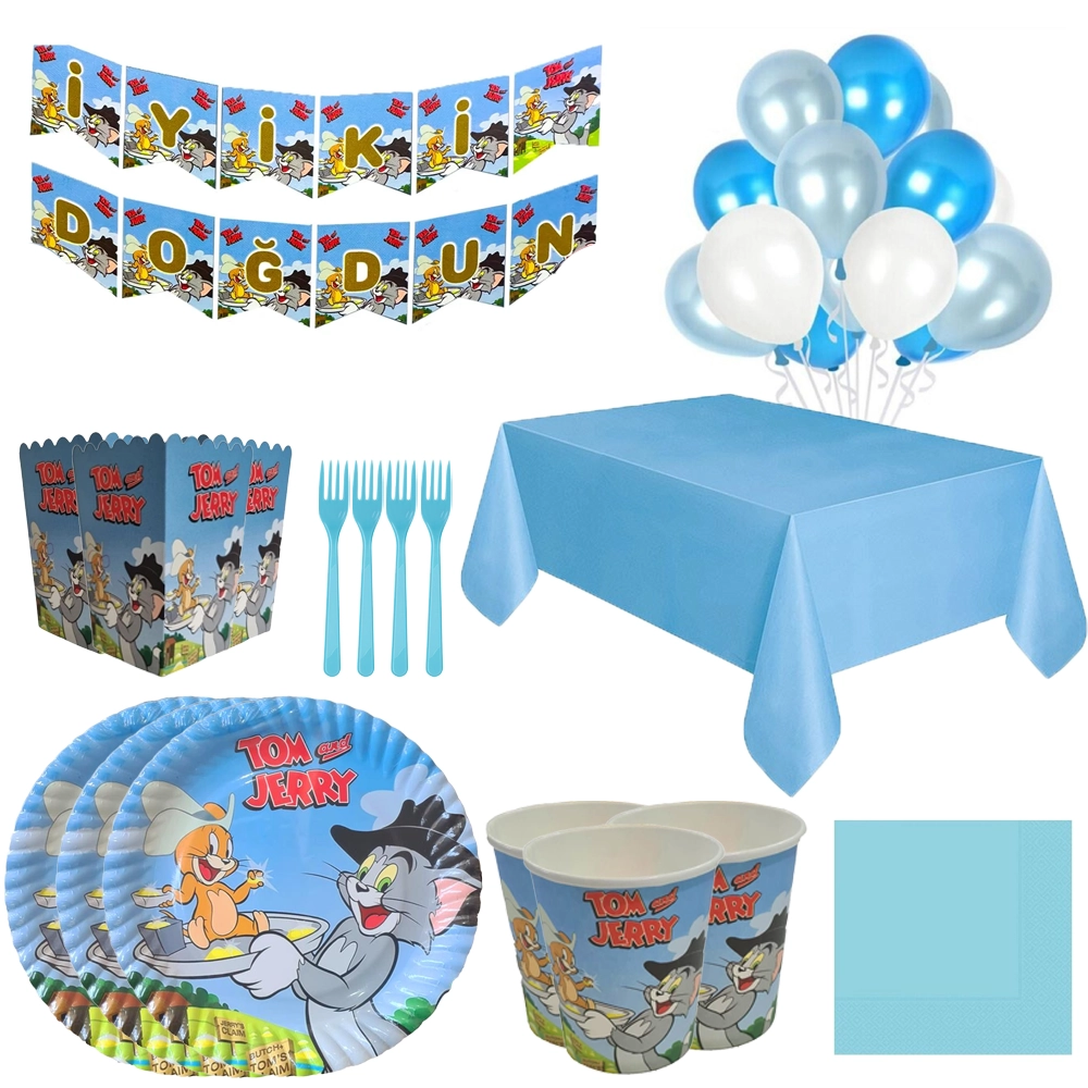 Tom ve Jerry Temalı Doğum Günü Seti 24 Kişilik