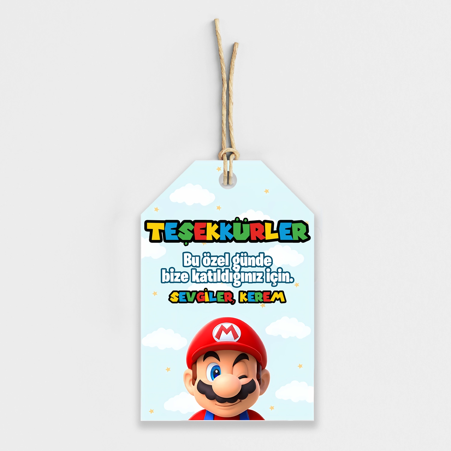Super Mario Temalı Kişiye Özel Teşekkür Kartı 8’li