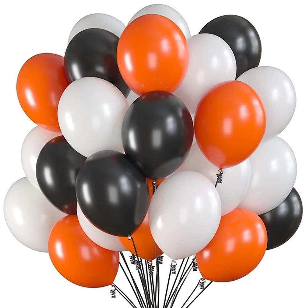 Siyah Turuncu Beyaz Karışık Balon Seti 10’lu