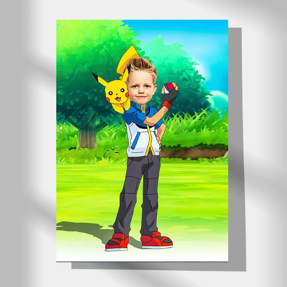 Pokemon Ash Portre Temalı Kişiye Özel Poster