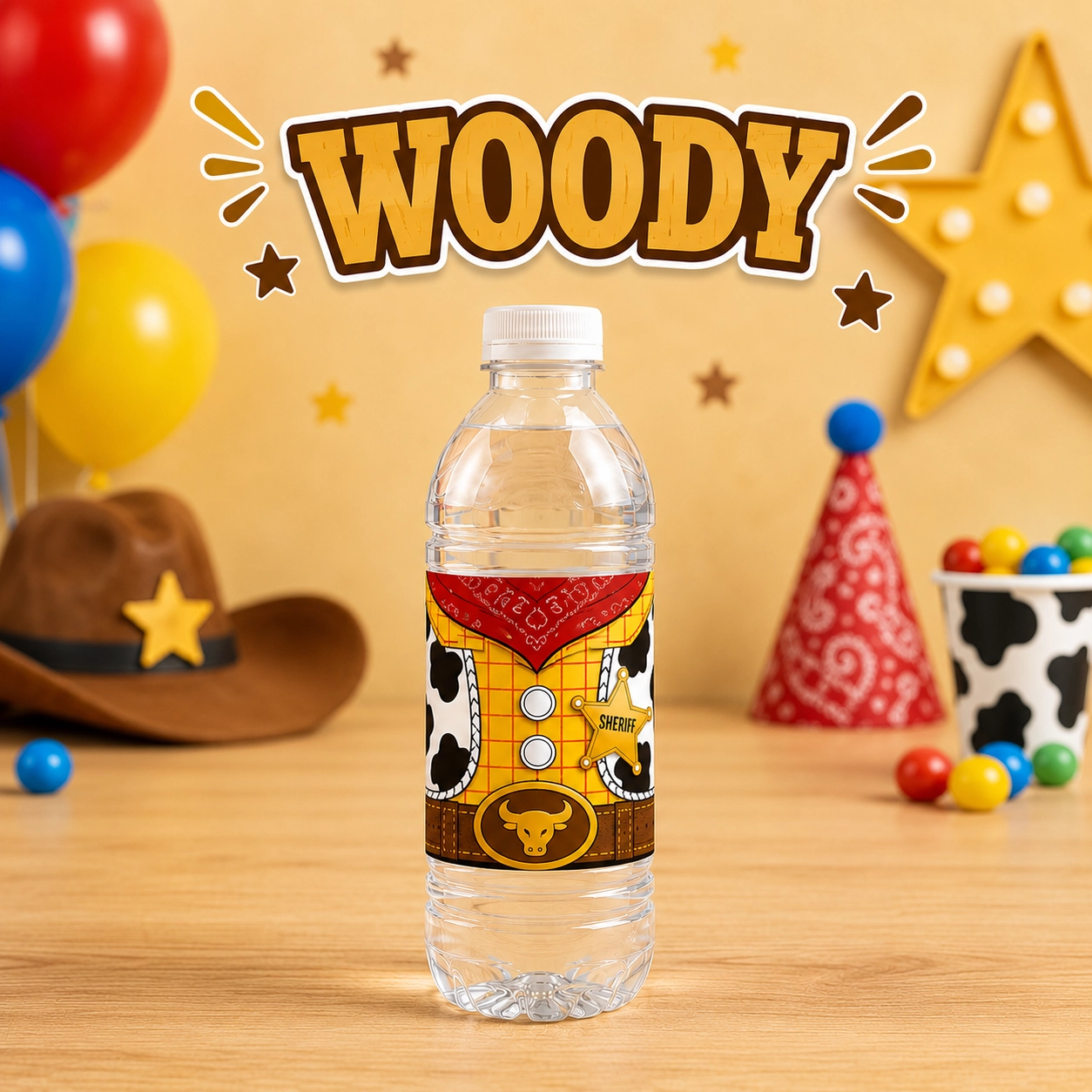 Toy Story Woody Temalı Su Şişesi Etiketi 3 Adet