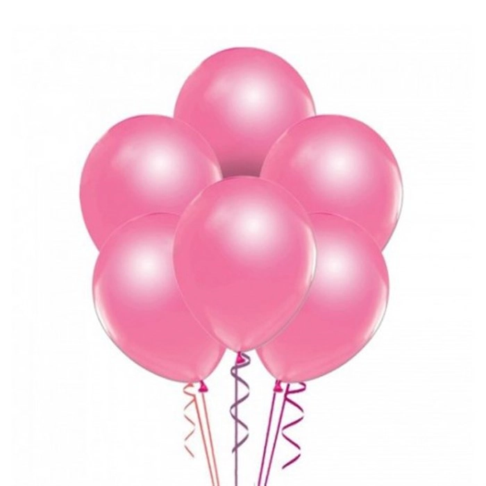 Pembe Metalik Baskısız Lateks Balon - 5 Adet