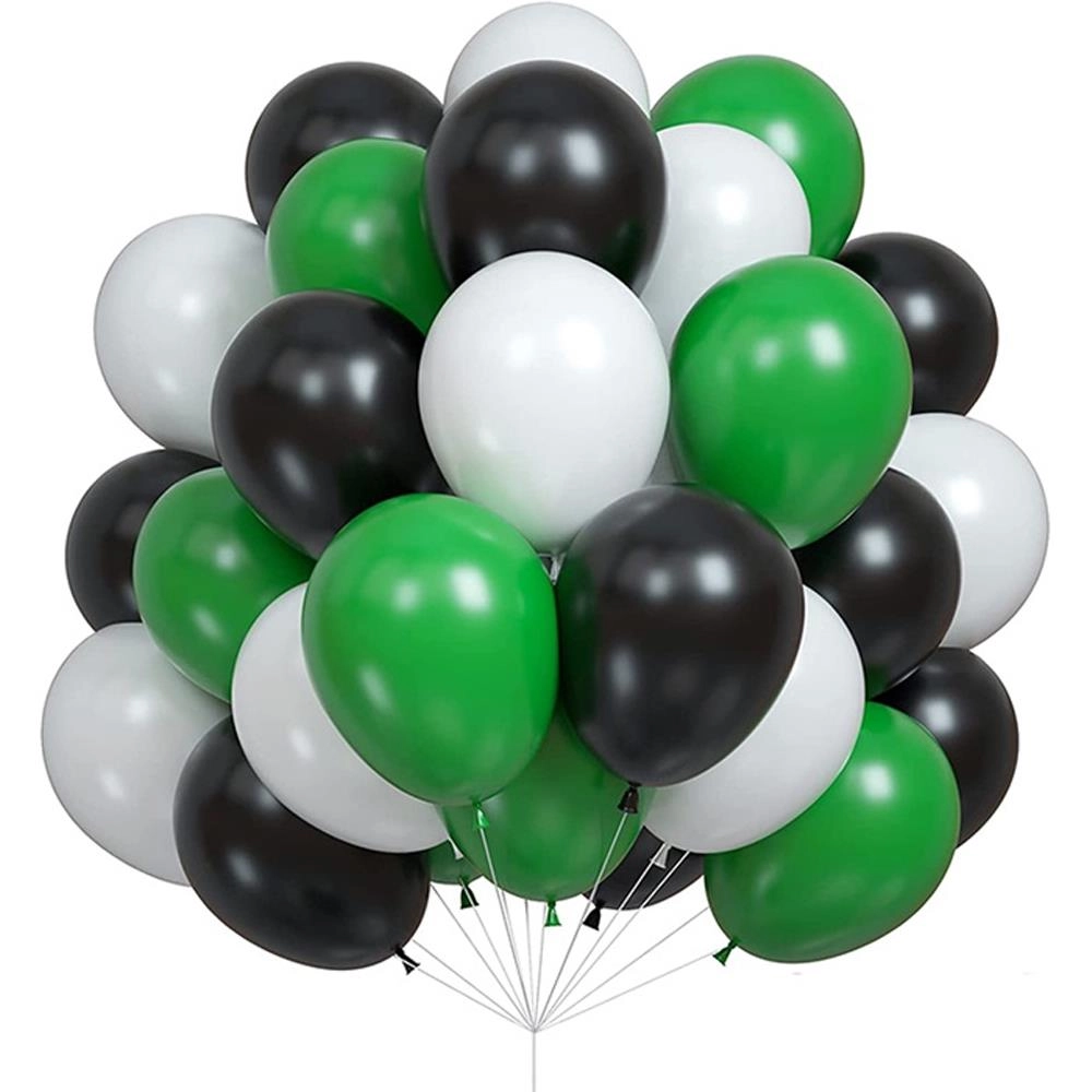 Siyah Yeşil Beyaz Karışık Balon Seti 10’lu