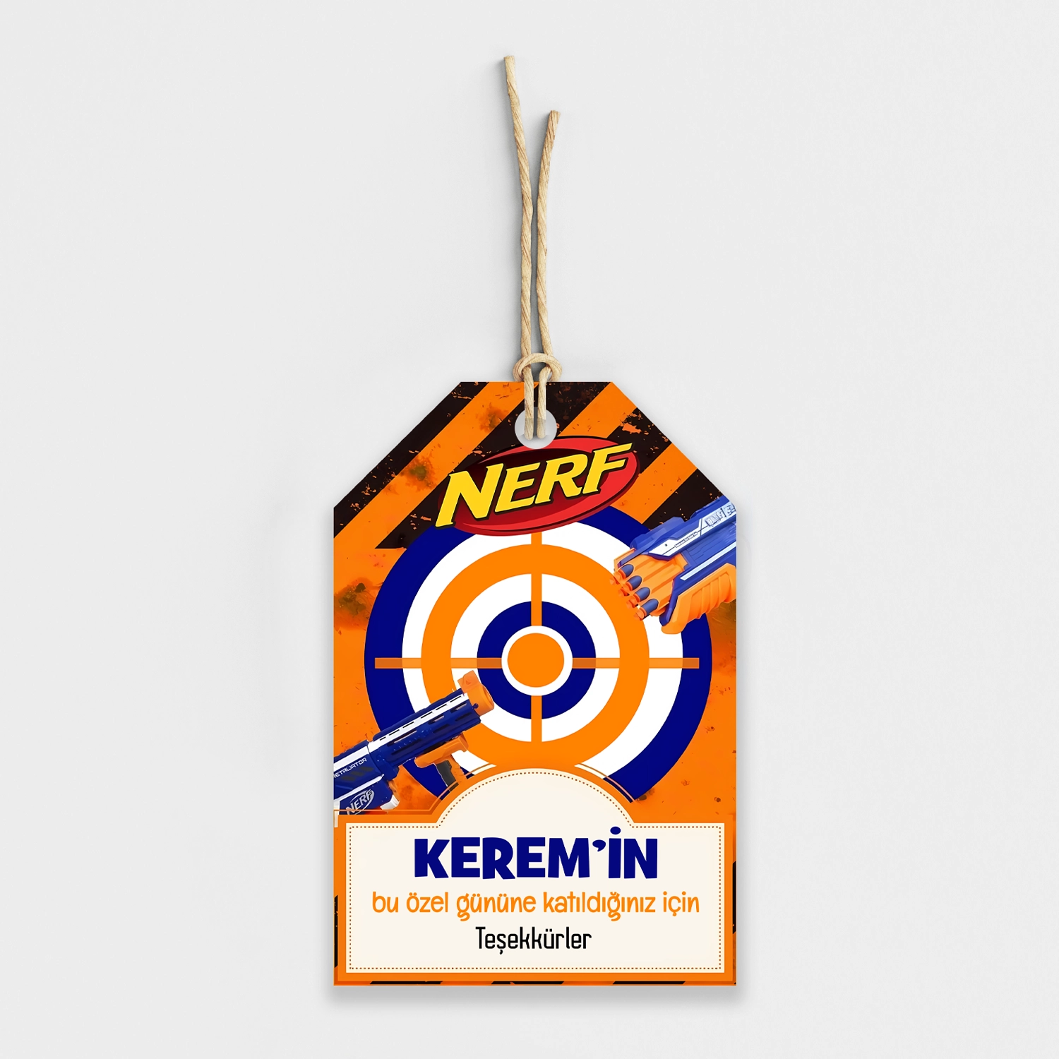 Nerf Temalı Kişiye Özel Teşekkür Kartı 8’li