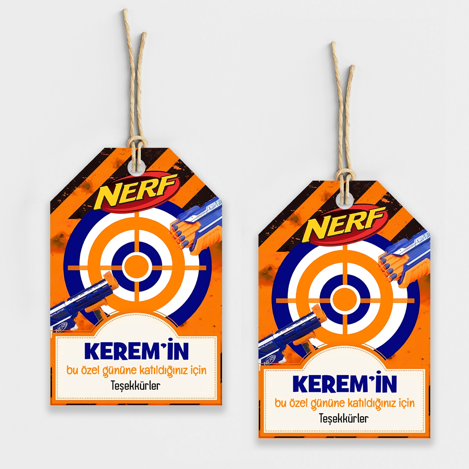 Nerf Temalı Kişiye Özel Teşekkür Kartı 8’li