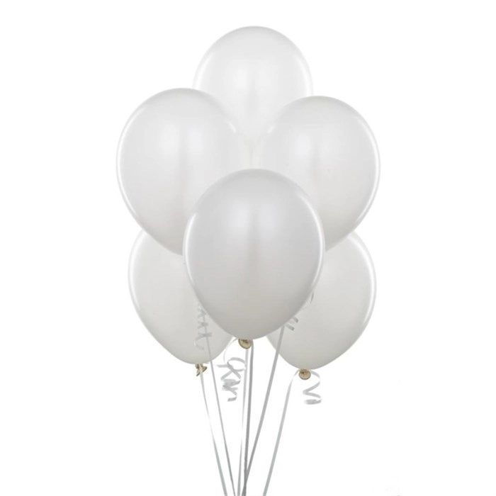 Beyaz Metalik Baskısız Lateks Balon - 5 Adet