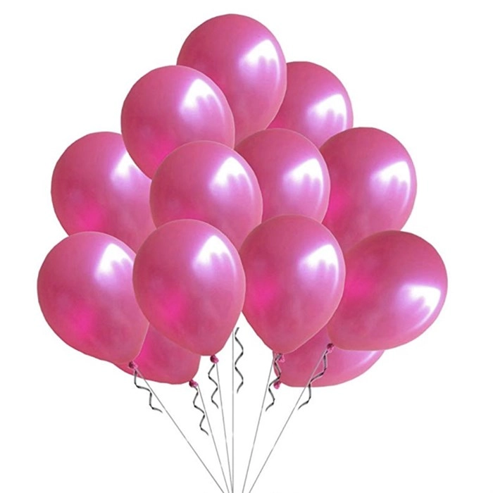 Fuşya Metalik Baskısız Lateks Balon - 5 Adet