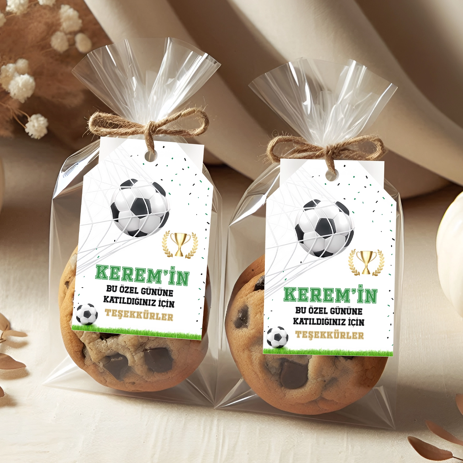 Futbol Temalı Kişiye Özel Teşekkür Kartı 8’li