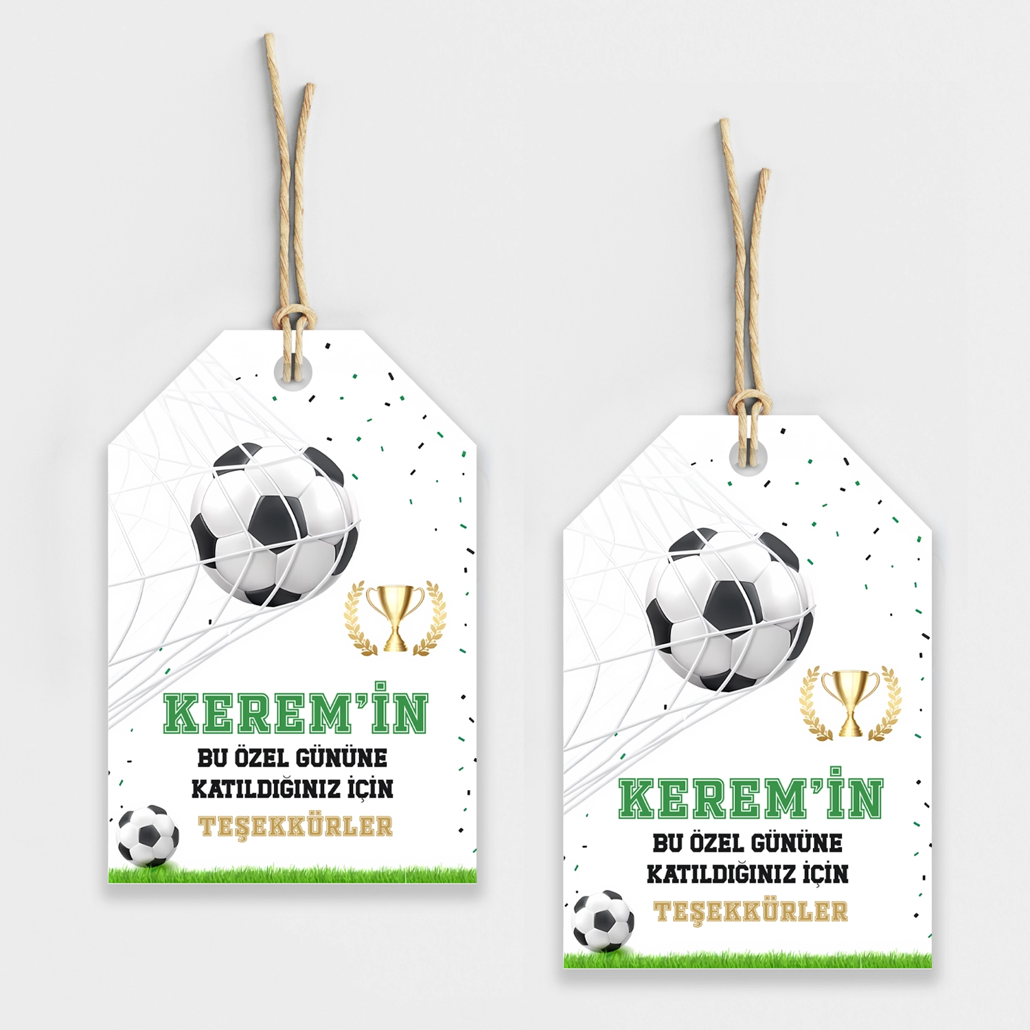 Futbol Temalı Kişiye Özel Teşekkür Kartı 8’li