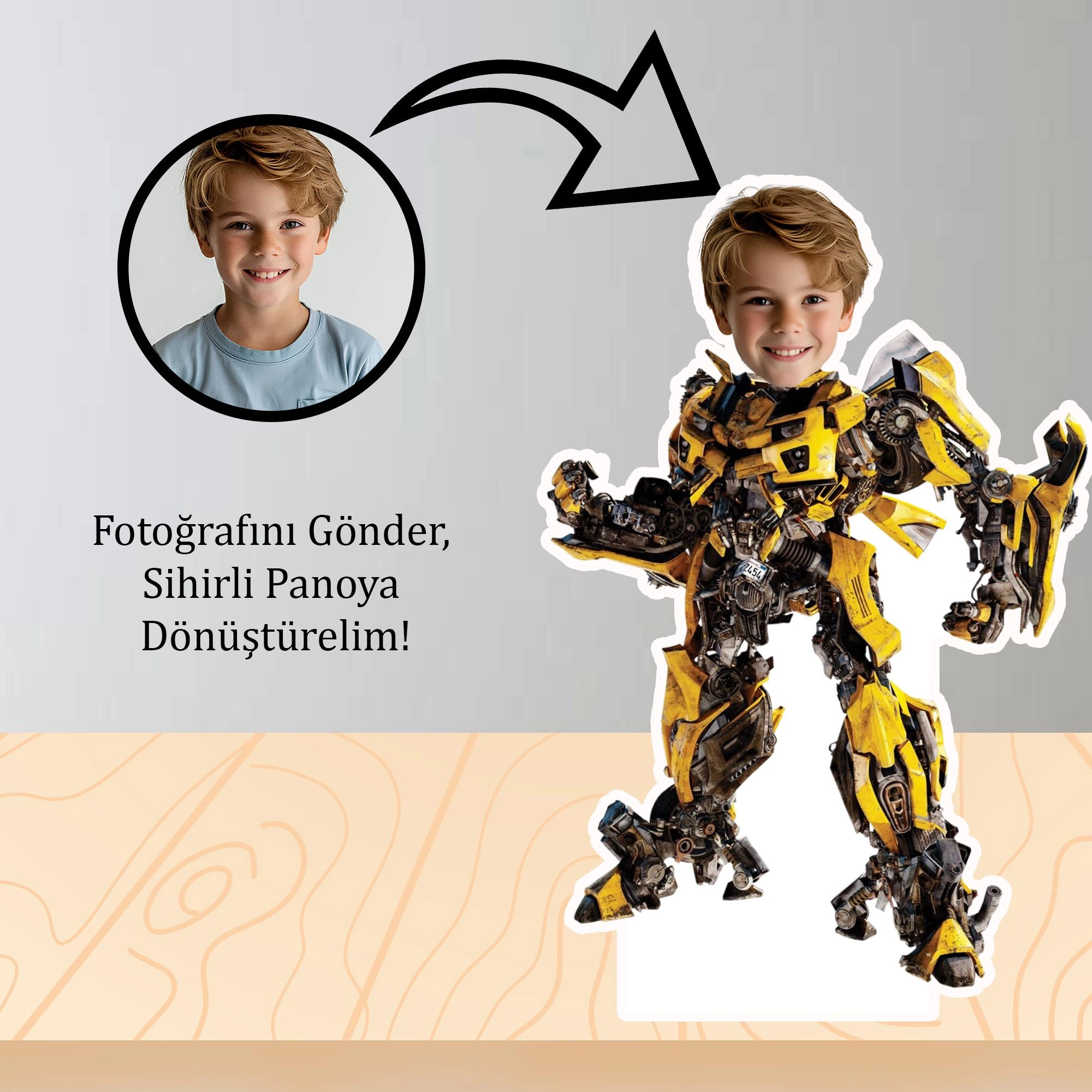 Kişiye Özel Transformers Bumblebee Temalı Masa Panosu