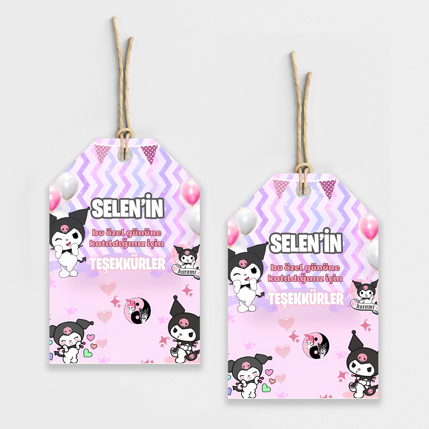 Kuromi Temalı Kişiye Özel Teşekkür Kartı 8’li