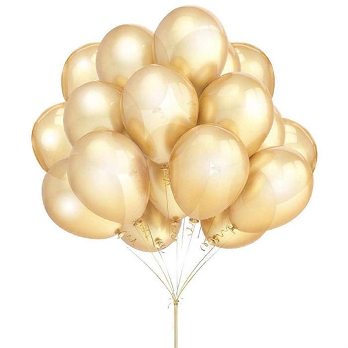 Gold Metalik Baskısız Lateks Balon - 5 Adet