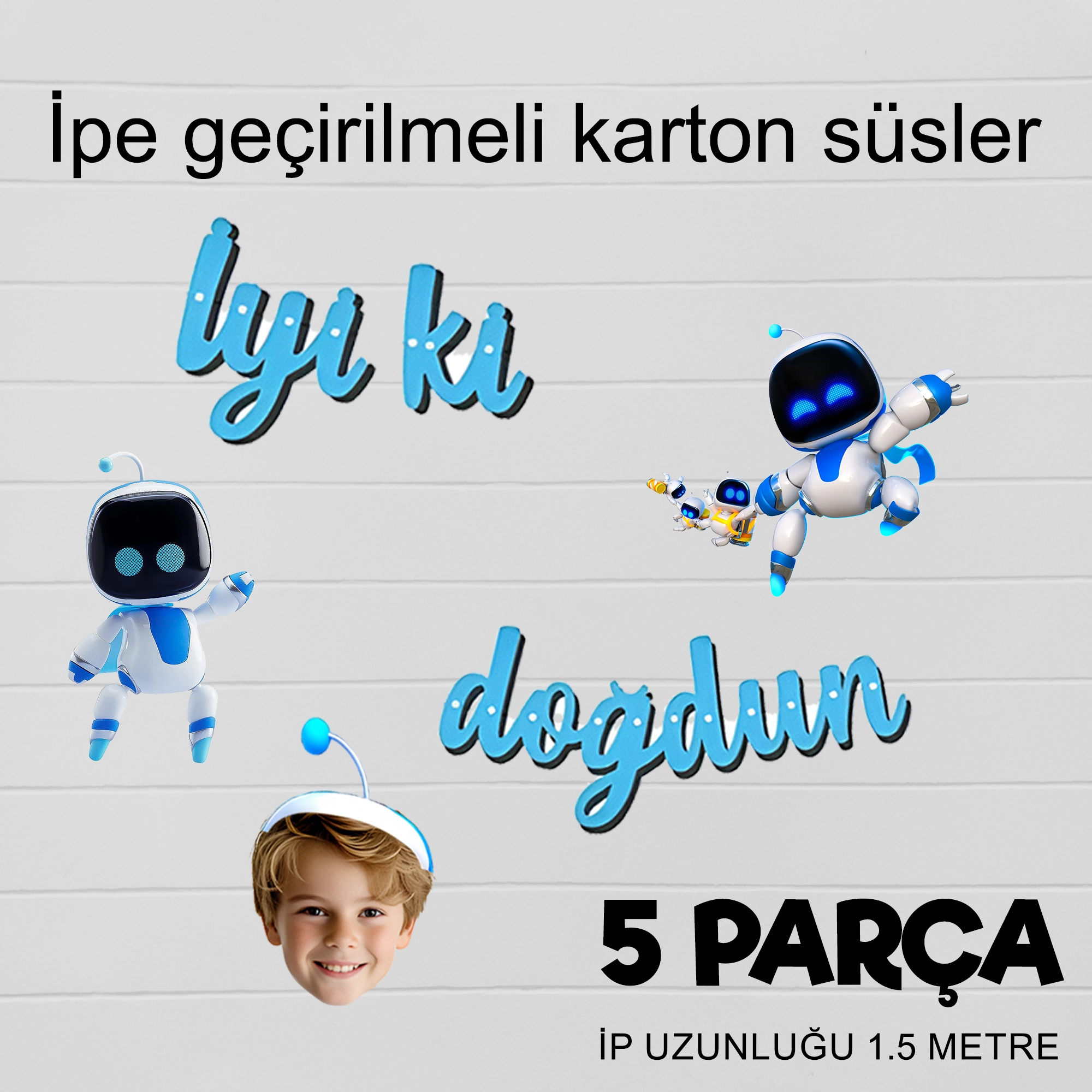 Kişiye Özel Astrobot Temalı Happy Birthday Afiş Banner