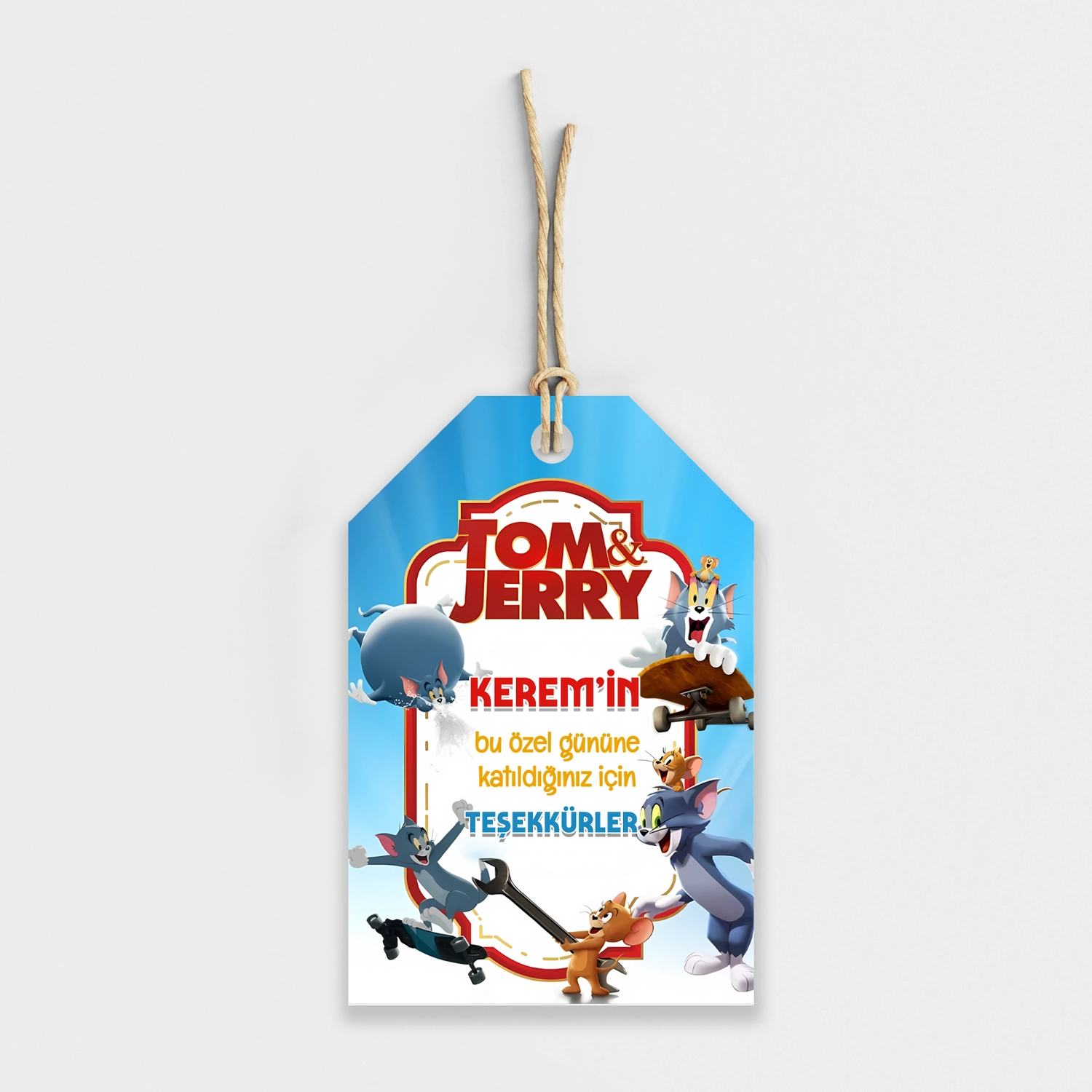 Tom ve Jerry Temalı Kişiye Özel Teşekkür Kartı 8’li