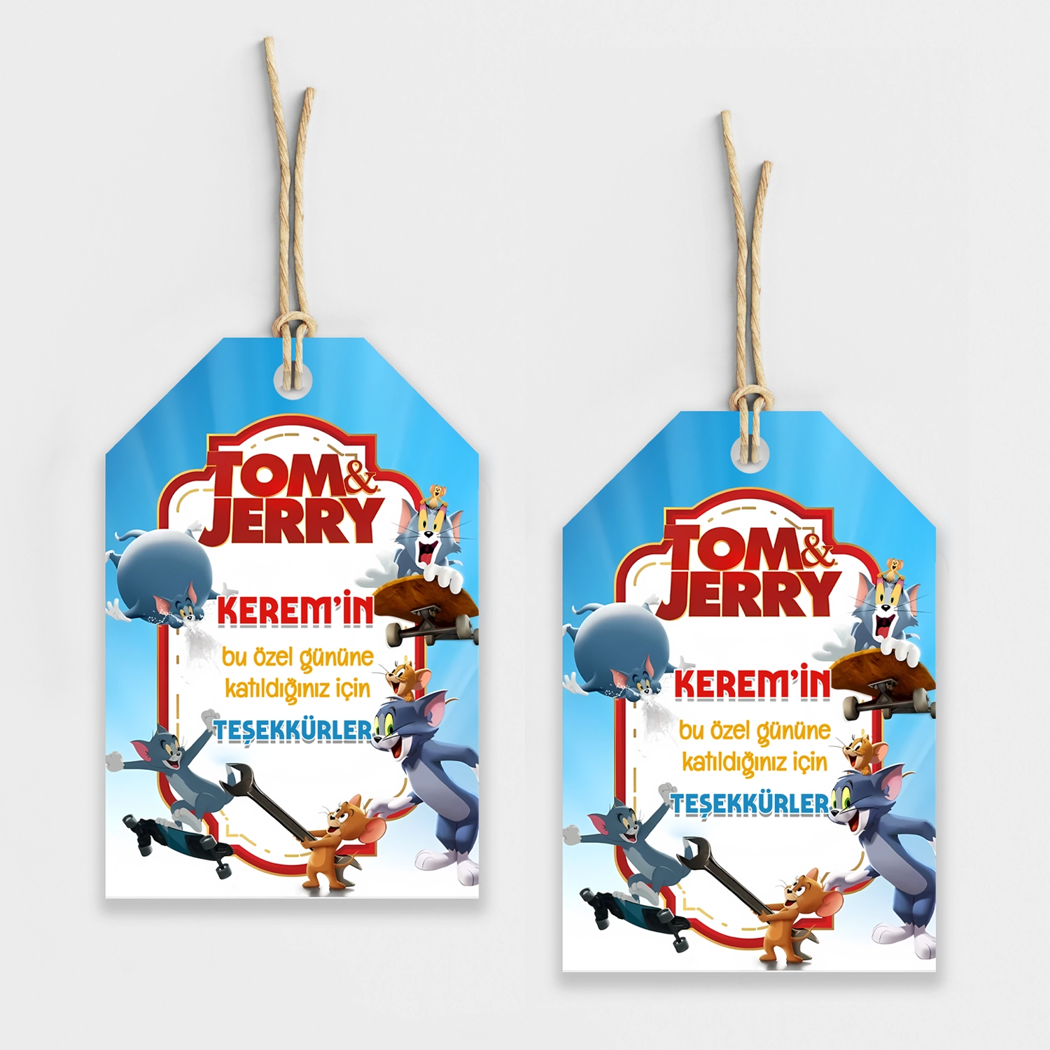 Tom ve Jerry Temalı Kişiye Özel Teşekkür Kartı 8’li