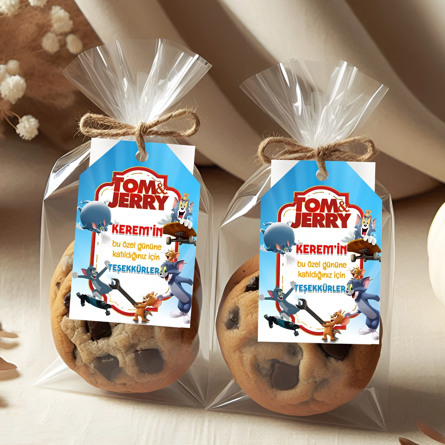 Tom ve Jerry Temalı Kişiye Özel Teşekkür Kartı 8’li