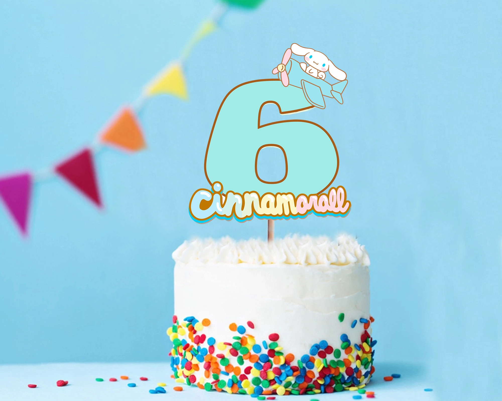 Sanrio Cinnamoroll Temalı 6 Rakam Pasta Süsü