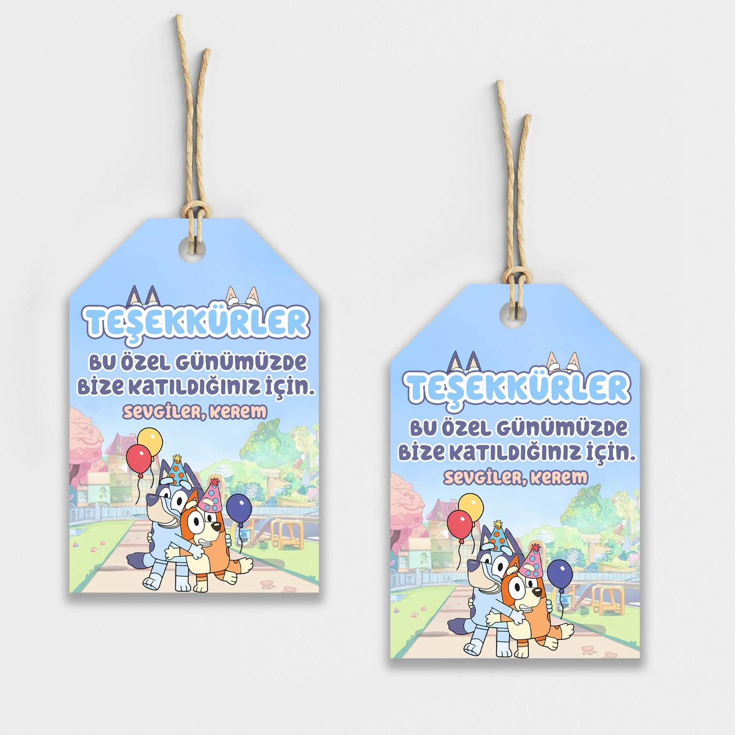 Bluey Kişiye Özel Teşekkür Kartı 8’li