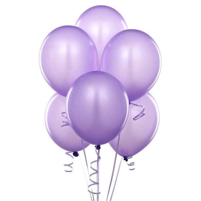 Lila Metalik Baskısız Lateks Balon - 5 Adet