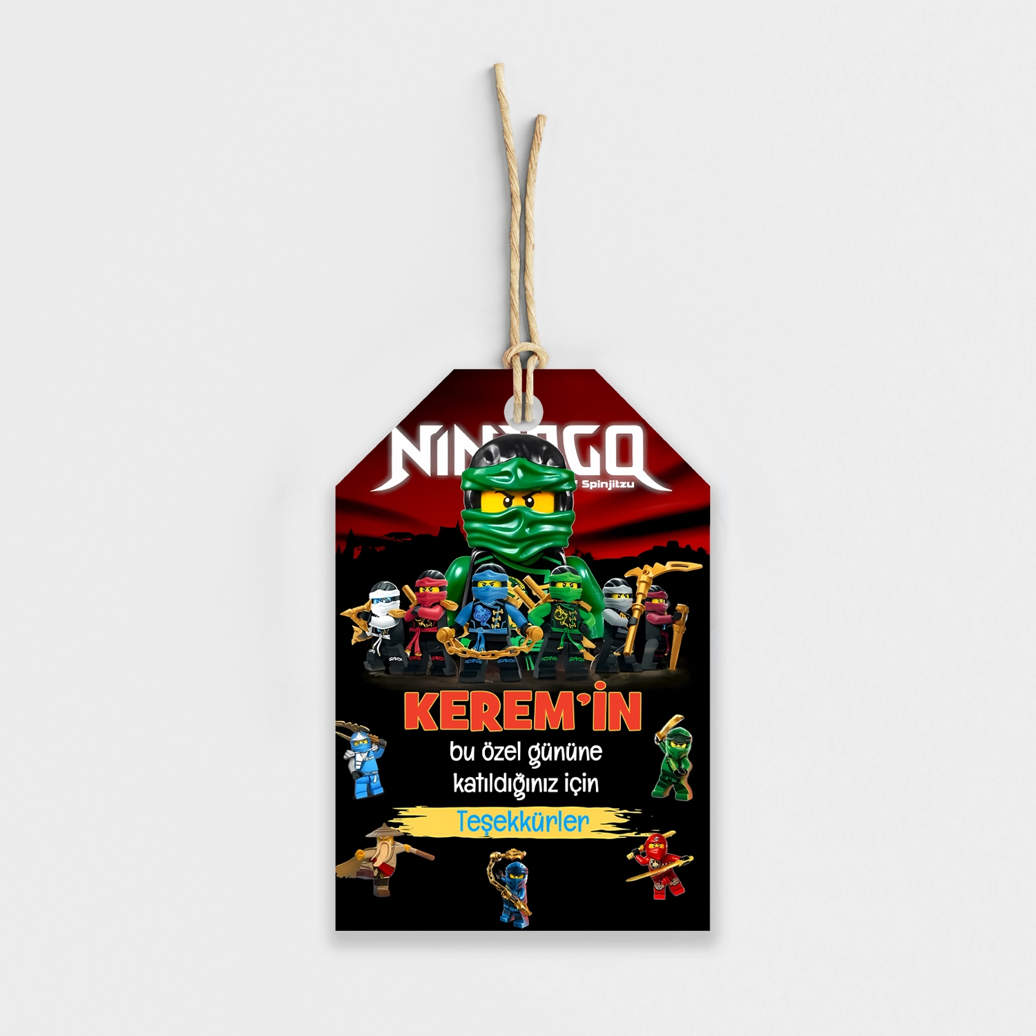 Ninjago Temalı Kişiye Özel Teşekkür Kartı 8’li