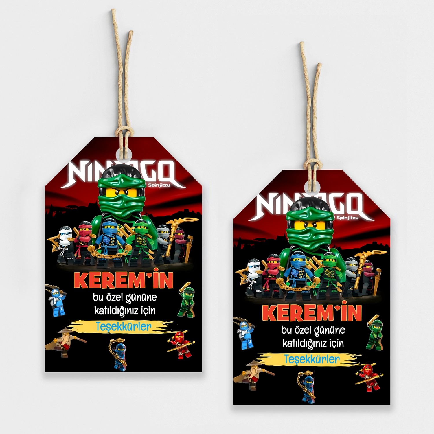 Ninjago Temalı Kişiye Özel Teşekkür Kartı 8’li