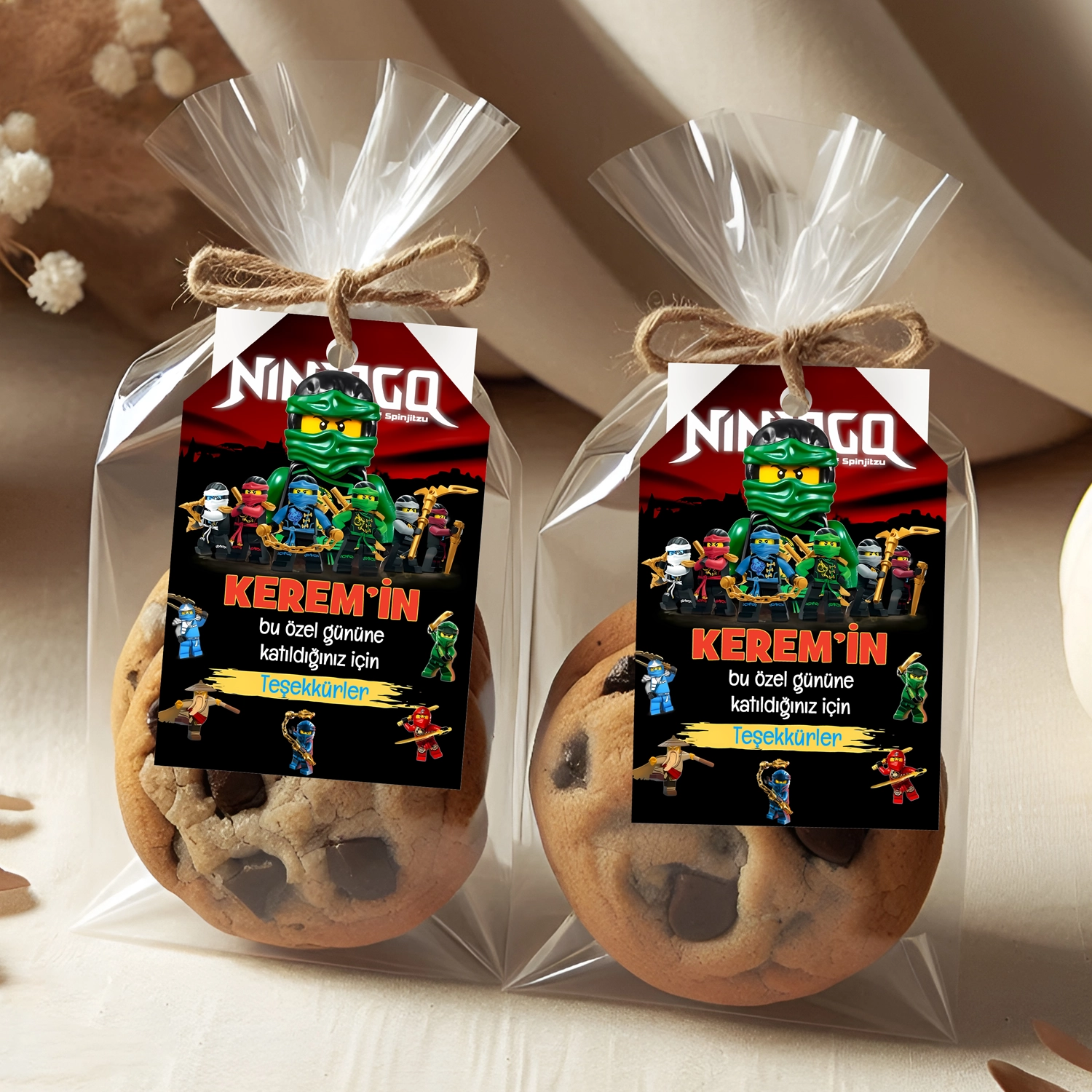 Ninjago Temalı Kişiye Özel Teşekkür Kartı 8’li