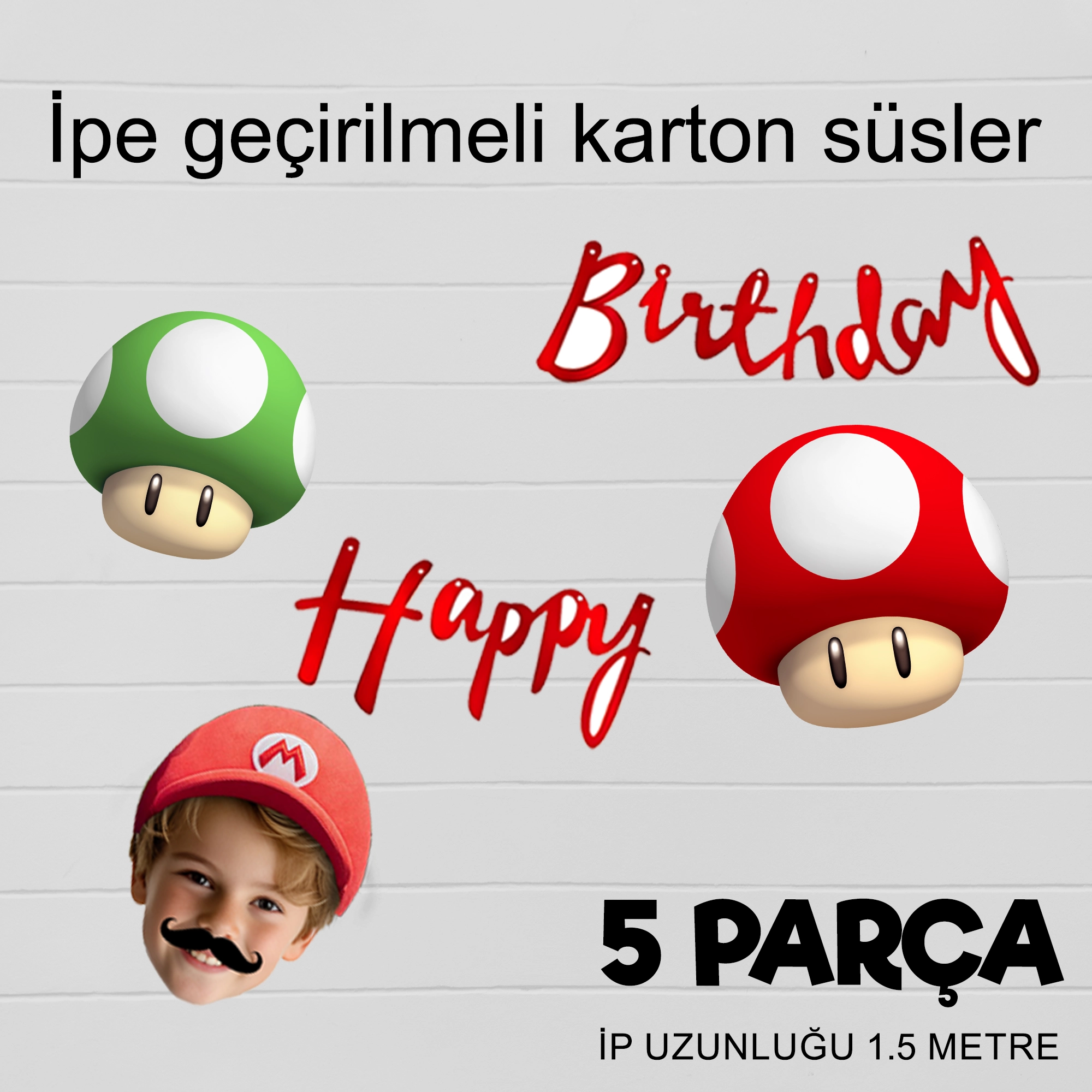 Kişiye Özel Super Mario Temalı Happy Birthday Afiş Banner