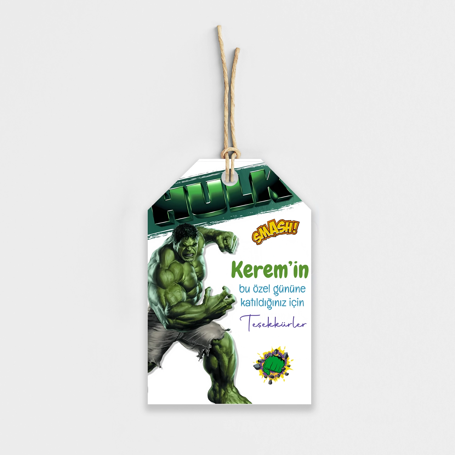 Hulk Temalı Kişiye Özel Teşekkür Kartı 8’li