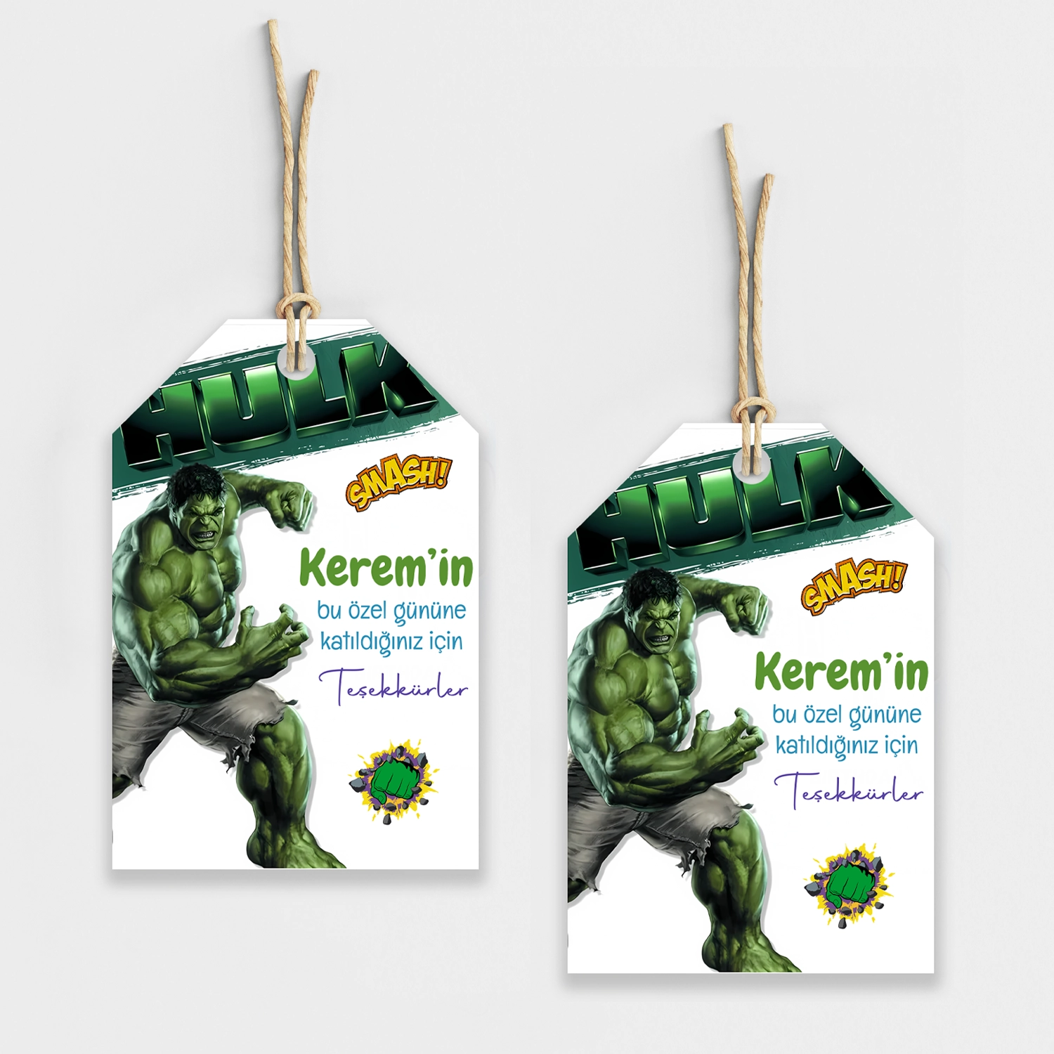 Hulk Temalı Kişiye Özel Teşekkür Kartı 8’li