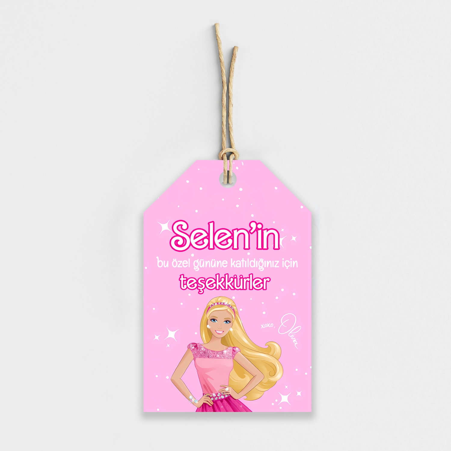 Barbie Temalı Kişiye Özel Teşekkür Kartı 8’li