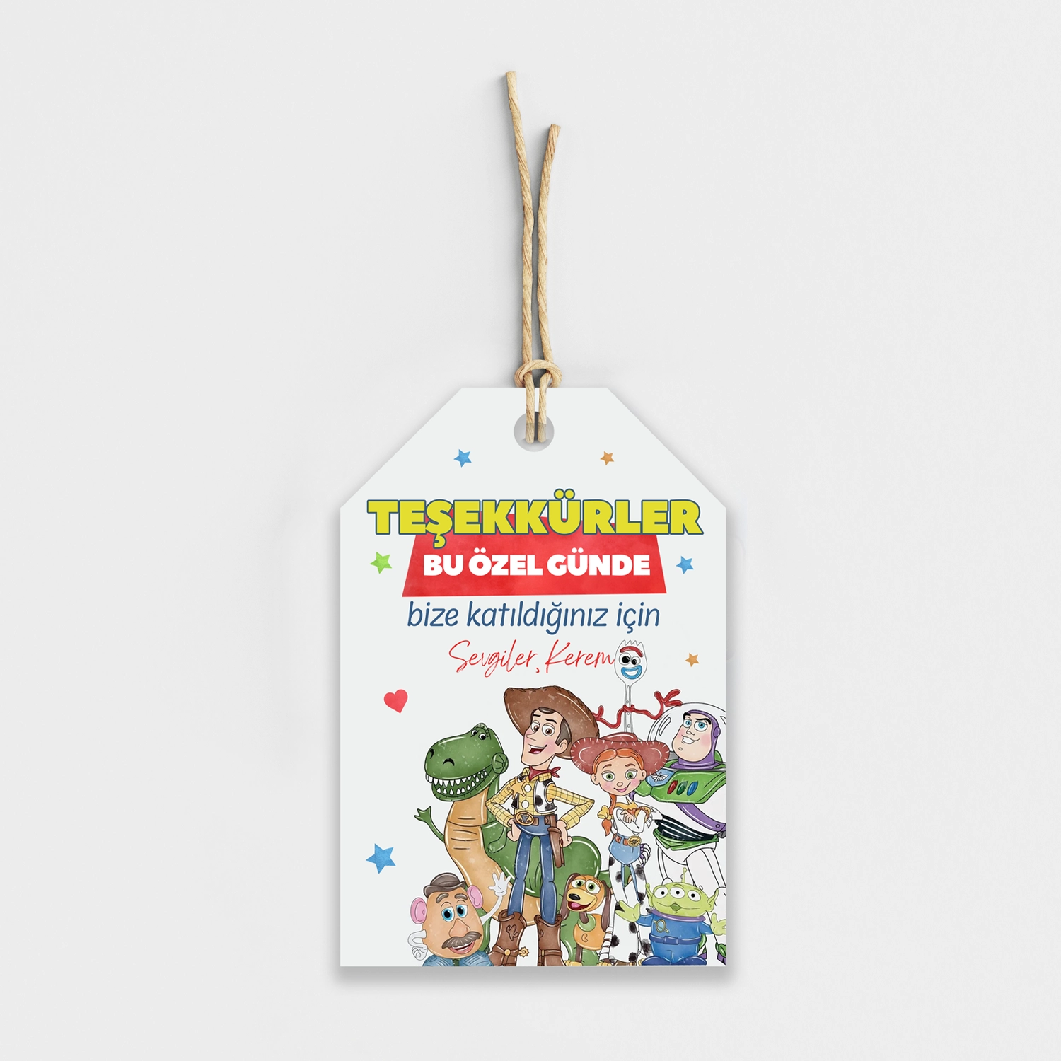 Toy Story Temalı Kişiye Özel Teşekkür Kartı 8’li