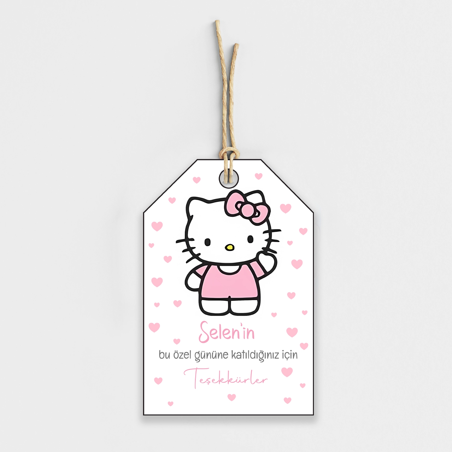 Hello Kitty Temalı Kişiye Özel Teşekkür Kartı 8’li