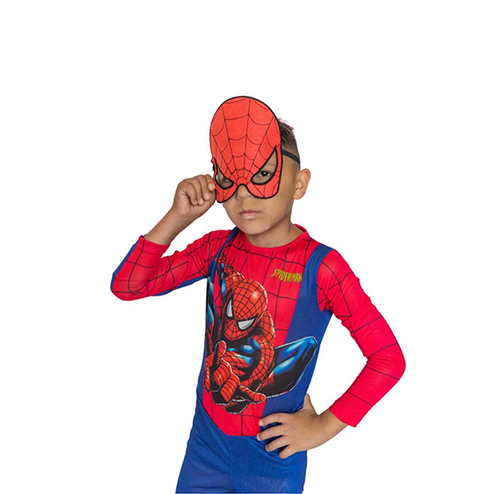 Spiderman Temalı Pelerinli Maskeli Kostüm