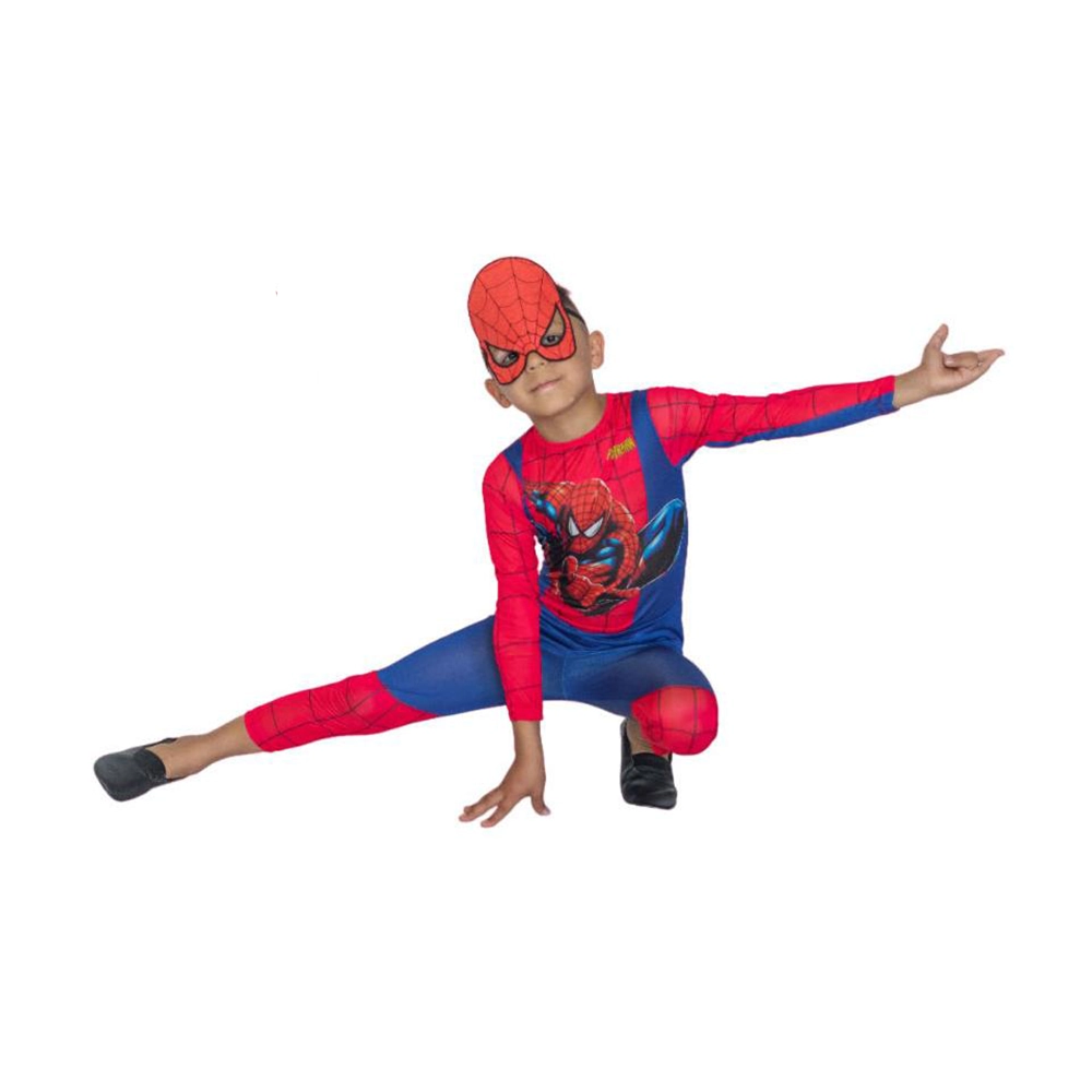 Spiderman Temalı Pelerinli Maskeli Kostüm