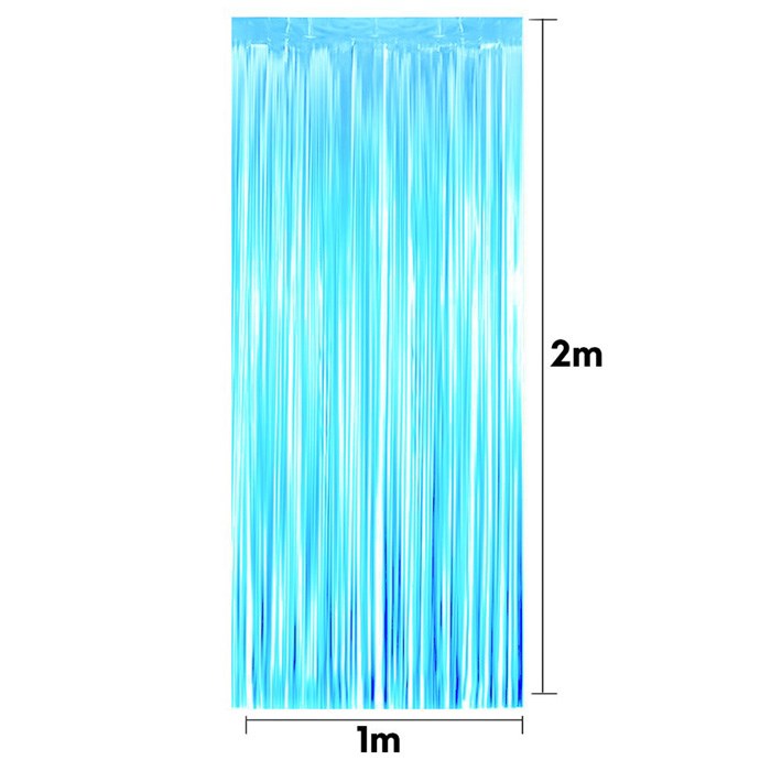 Işıltılı Püsküllü Arka Fon Perdesi Bebek Mavisi 100x200 cm