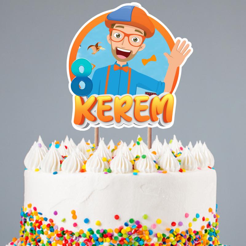 Kişiye Özel Blippi Konseptli Pasta Süsü Seti