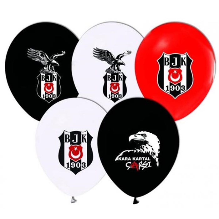 Beşiktaş Doğum Günü Konseptli Baskılı Lateks Balon - 5 Adet