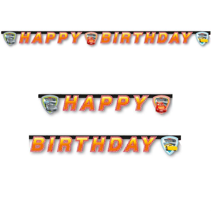 Cars Temalı Happy Birthday Banner