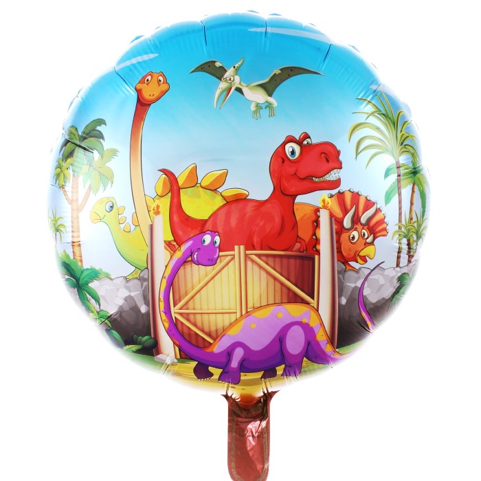 Dinozorlar Konsepti Yuvarlak Folyo Balon