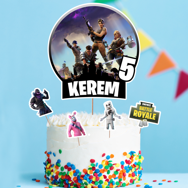 Kişiye Özel Fortnite Konseptli Pasta Süsü Seti