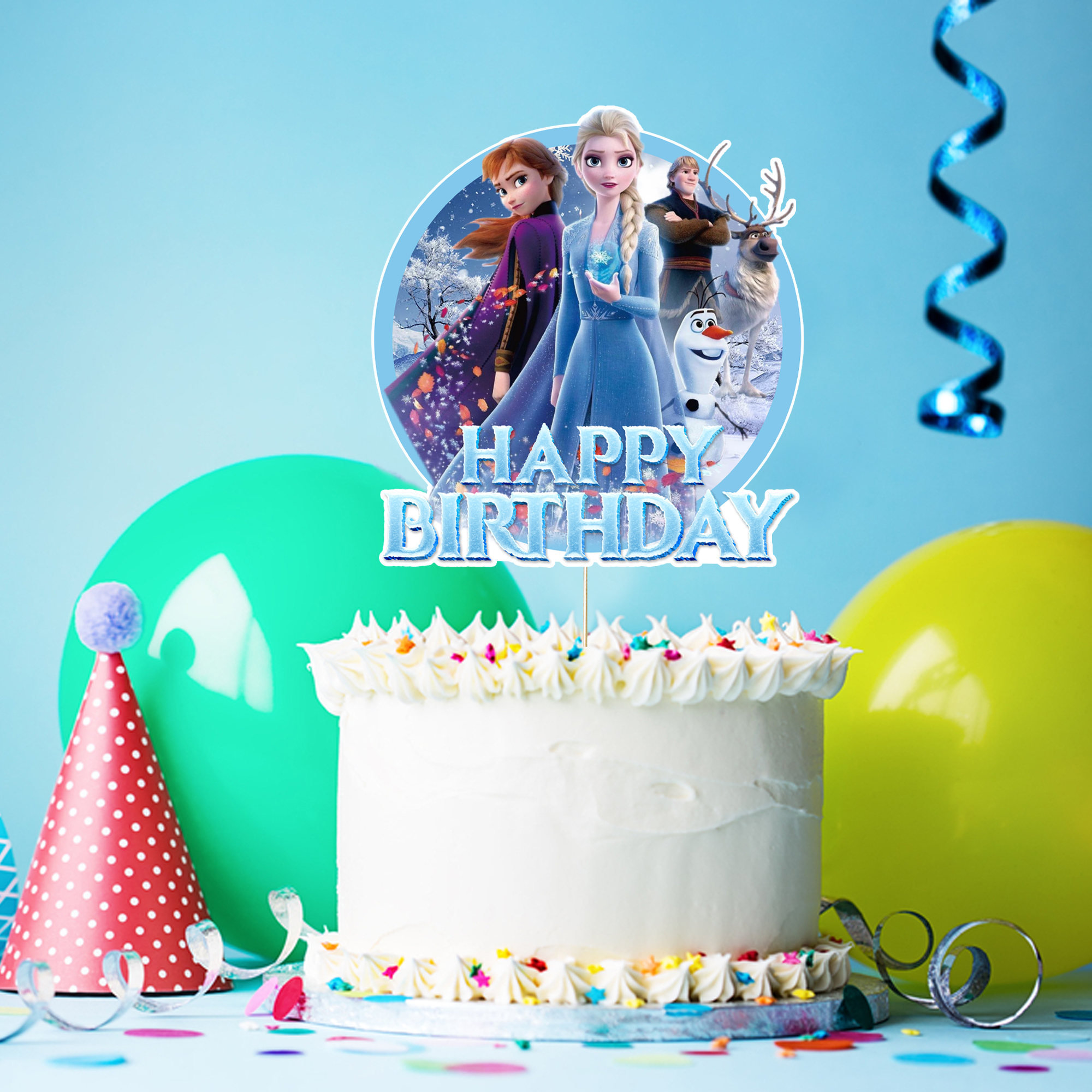 Frozen Elsa Temalı Happy Birthday Pasta Süsü