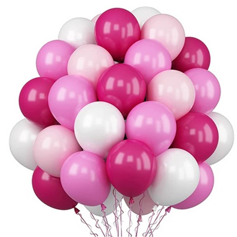 Pembe, Fuşya ve Beyaz Renk Karışık Lateks Balon 5 adet