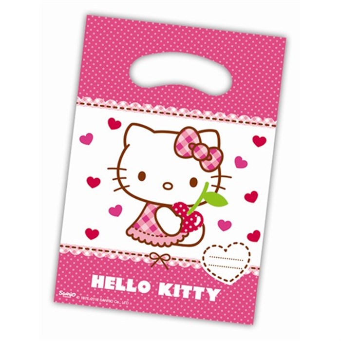 Hello Kitty Doğum Günü konseptli Lisanslı Hediye Poşeti - 6 Adet