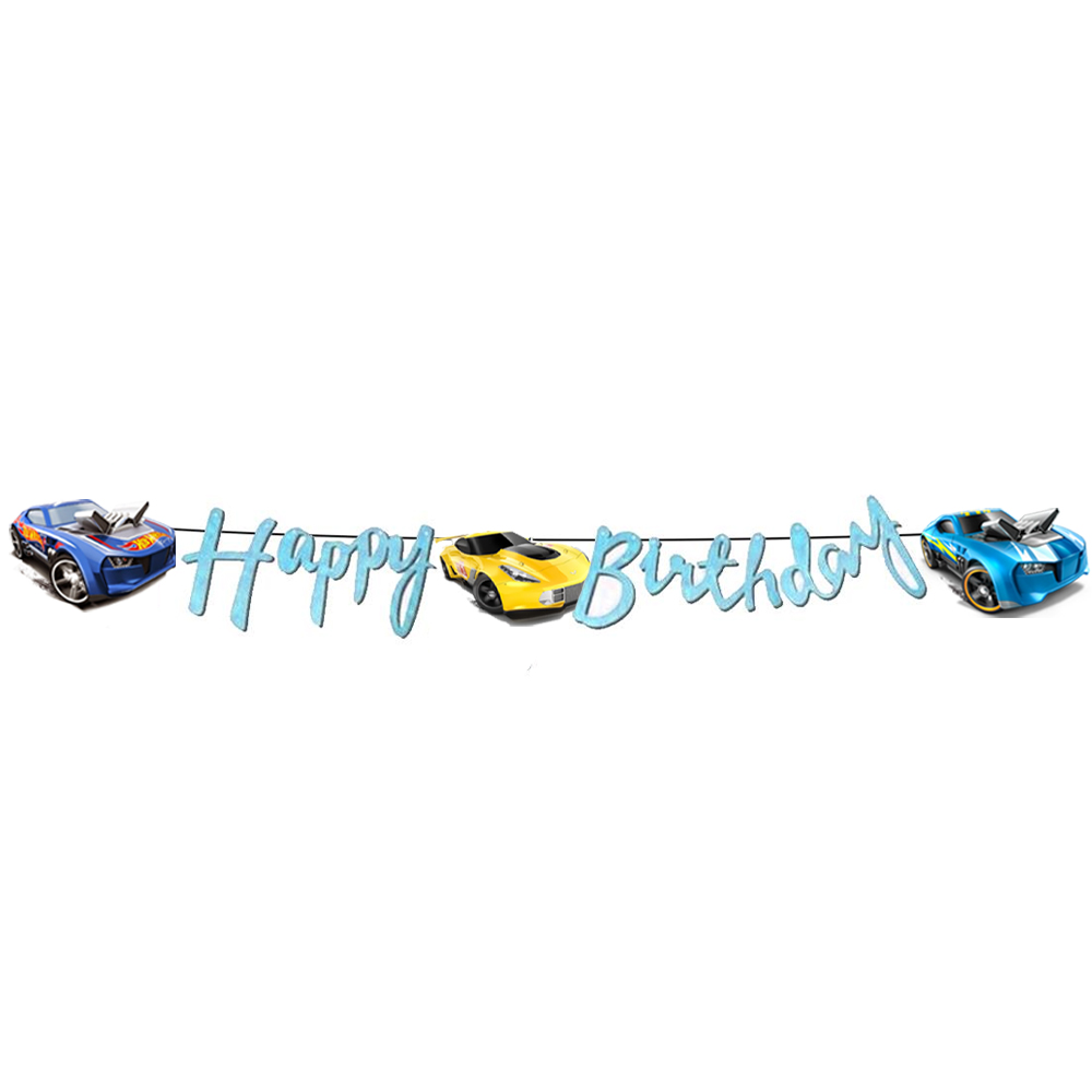 Hot Wheels Temalı Happy Birthday Kaligrafi Banner