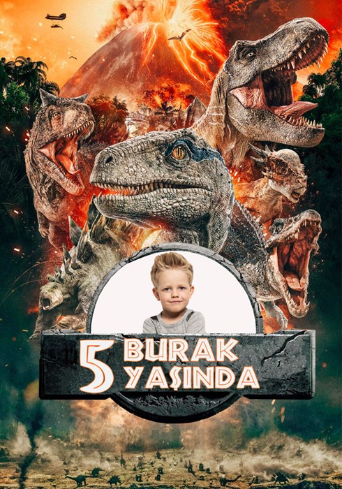 Kişiye Özel Jurassic Temalı Doğum Günü Afişi