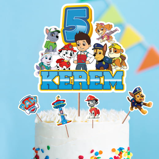 Kişiye Özel Paw Patrol Konaepti Pasta Süsü Seti