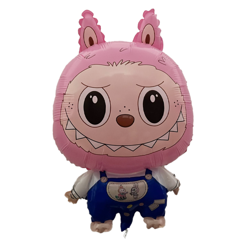 Labubu Konseptli Pembe Folyo Balon