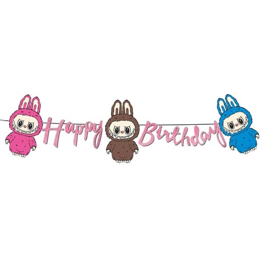 Labubu Konseptli Happy Birthday Kaligrafi