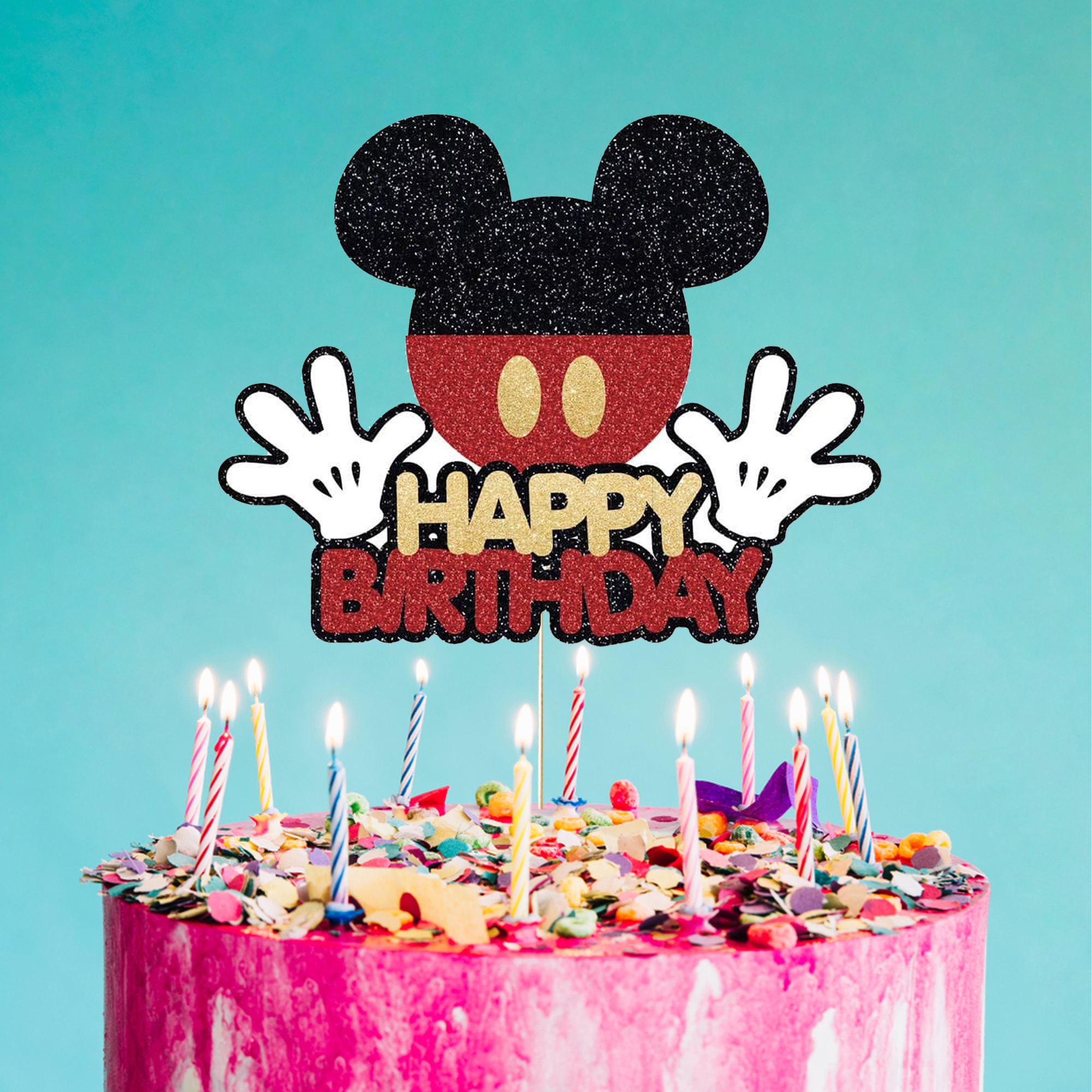 Mickey Mouse Konsepti Happy Birthday Pasta Süsü